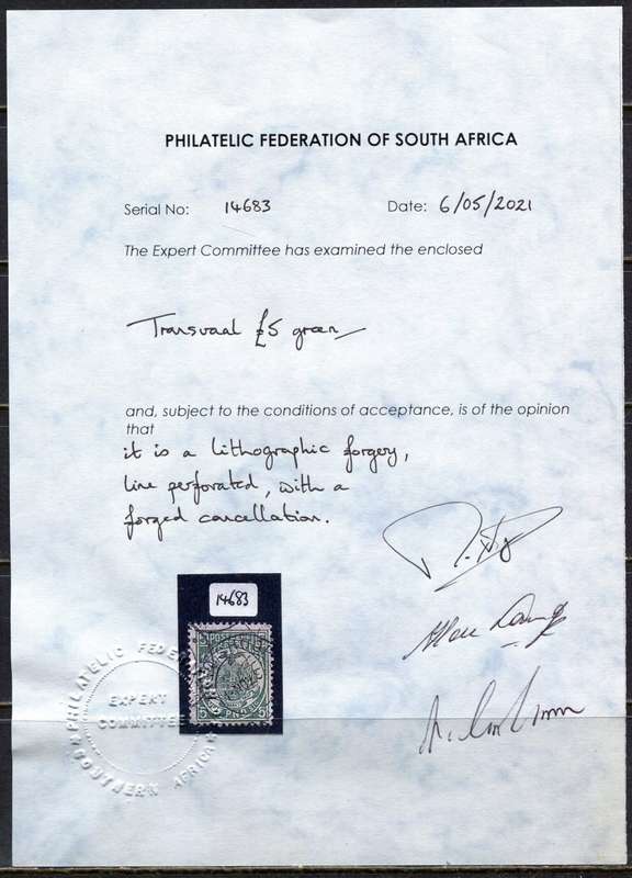 Transvaal - 5 Pound - Forgery With Certificate