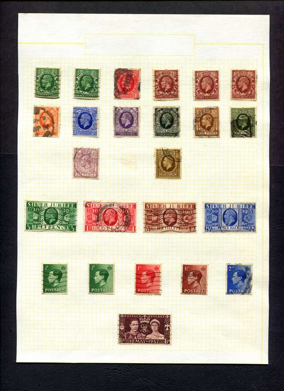 Great Britain - 24 Stamps Mounted (Hinged) On Old Album Page