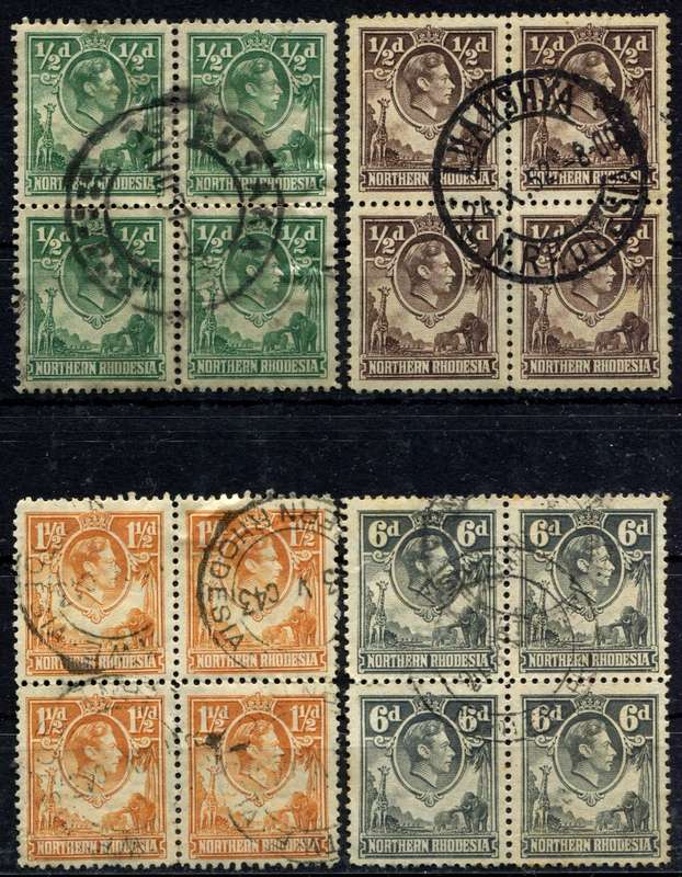 Northern Rhodesia - 4 Blocks of 4 - 1938 - Used