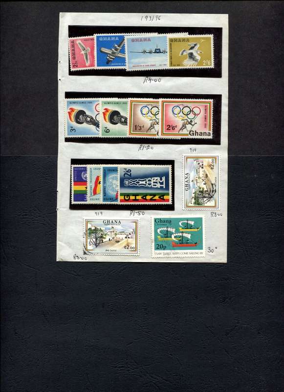 Ghana - 15 Stamps Mounted (Hinged) On Old Approval Page