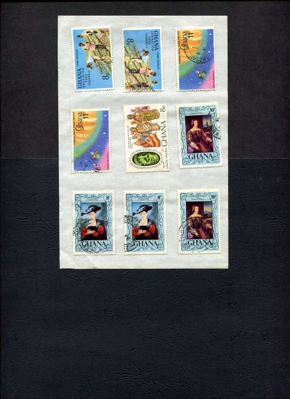Ghana - 9 Stamps Mounted (Hinged) On Old Approval Page