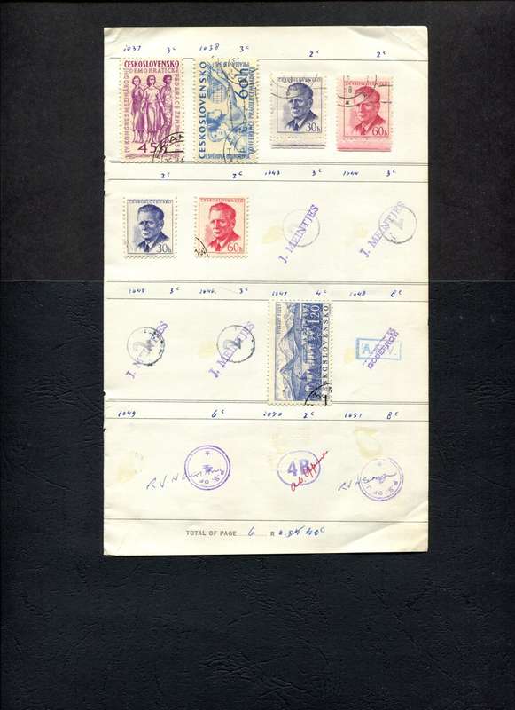 Czechoslovakia - 7 Stamps Mounted (Hinged) On Old Approval Page