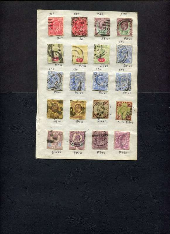 Great Britain - 20 Stamps Mounted (Hinged) On Old Approval Page