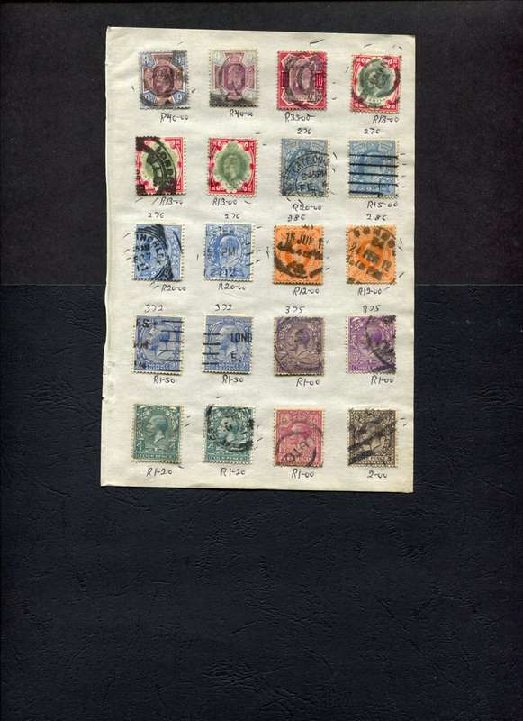 Great Britain - 20 Stamps Mounted (Hinged) On Old Approval Page