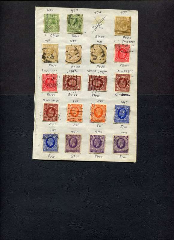 Great Britain - 19 Stamps Mounted (Hinged) On Old Approval Page