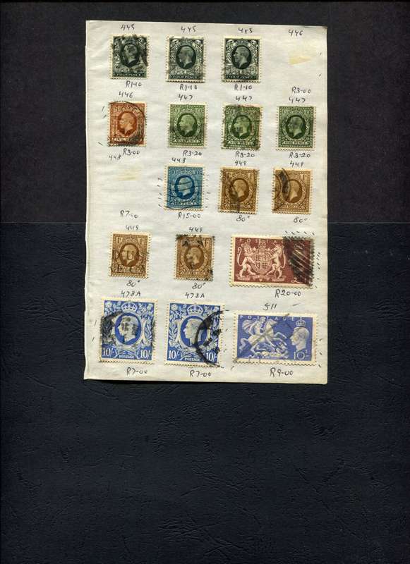 Great Britain - 16 Stamps Mounted (Hinged) On Old Approval Page