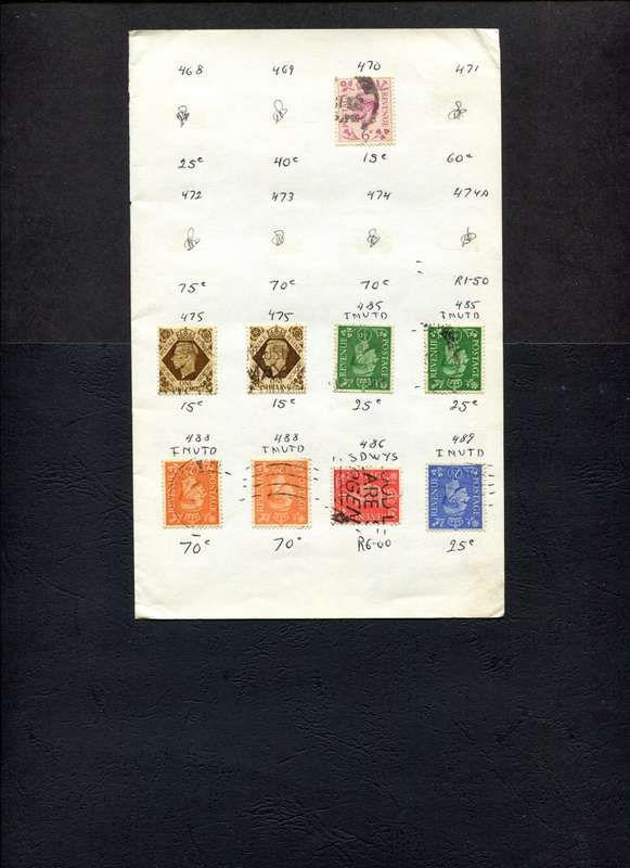 Great Britain - 9 Stamps Mounted (Hinged) On Old Approval Page