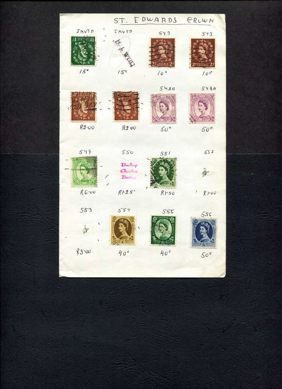 Great Britain - 12 Stamps Mounted (Hinged) On Old Approval Page