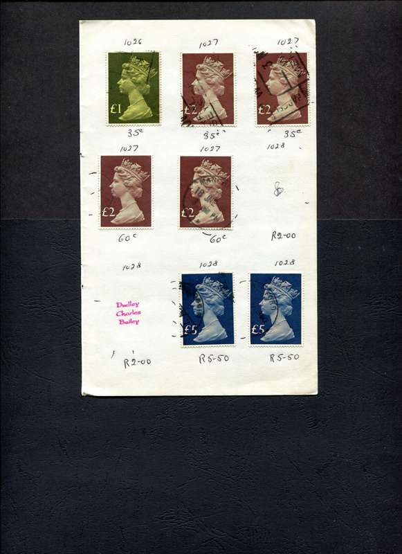Great Britain - 7 Stamps Mounted (Hinged) On Old Approval Page