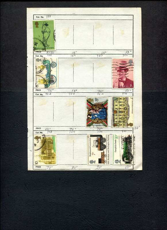 Great Britain - 8 Stamps Mounted (Hinged) On Old Approval Page