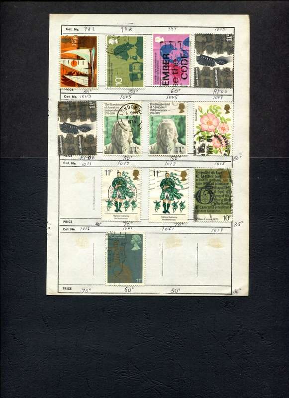 Great Britain - 12 Stamps Mounted (Hinged) On Old Approval Page