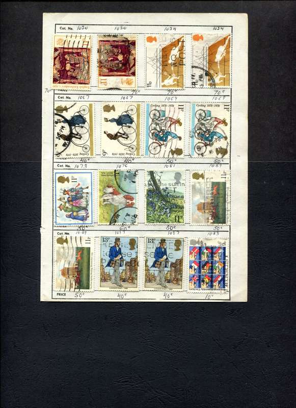 Great Britain - 16 Stamps Mounted (Hinged) On Old Approval Page