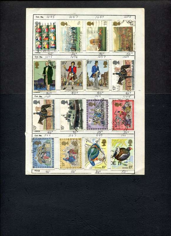 Great Britain - 16 Stamps Mounted (Hinged) On Old Approval Page