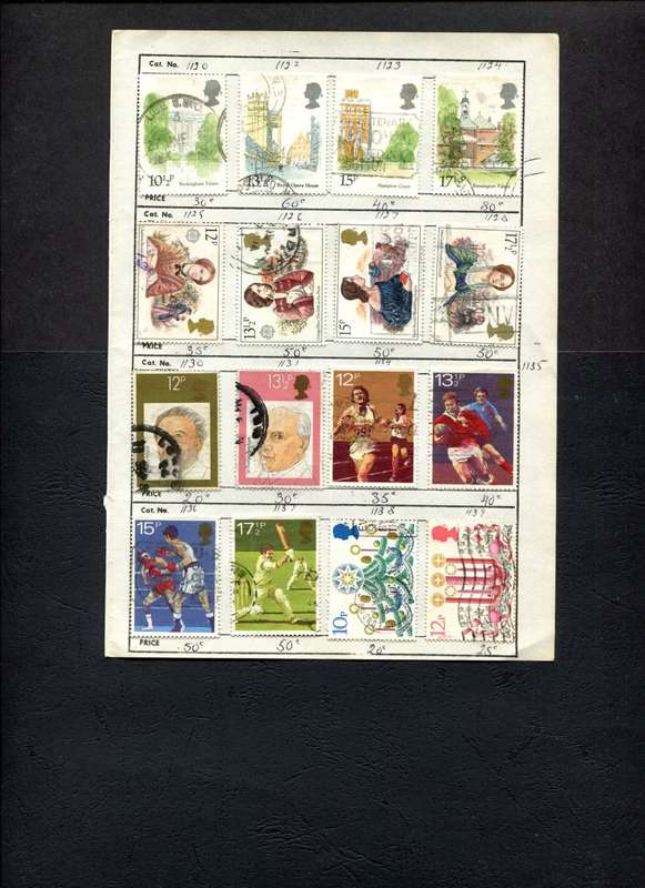 Great Britain - 16 Stamps Mounted (Hinged) On Old Approval Page