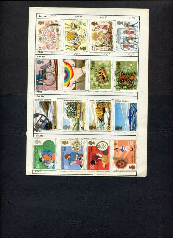 Great Britain - 16 Stamps Mounted (Hinged) On Old Approval Page