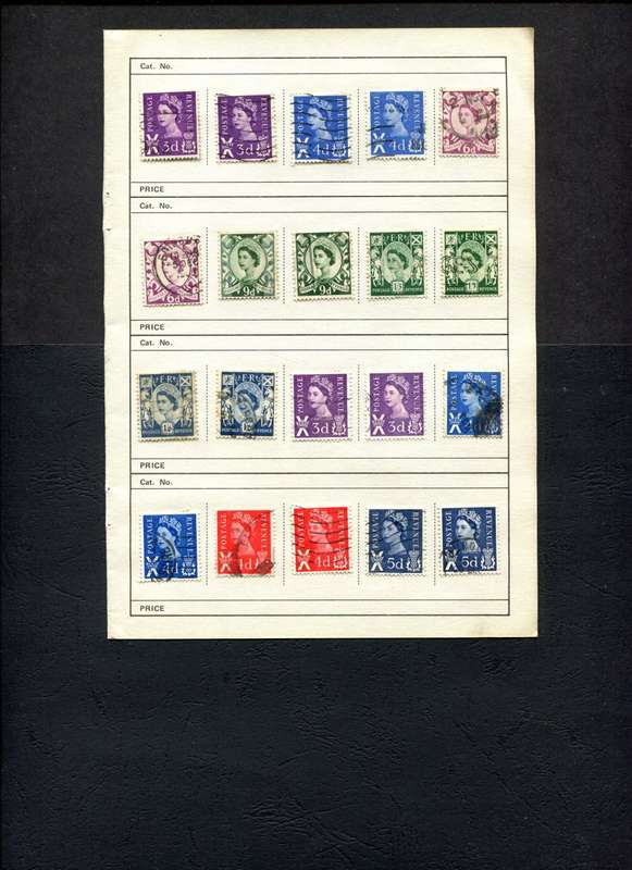 Great Britain - 20 Stamps Mounted (Hinged) On Old Approval Page