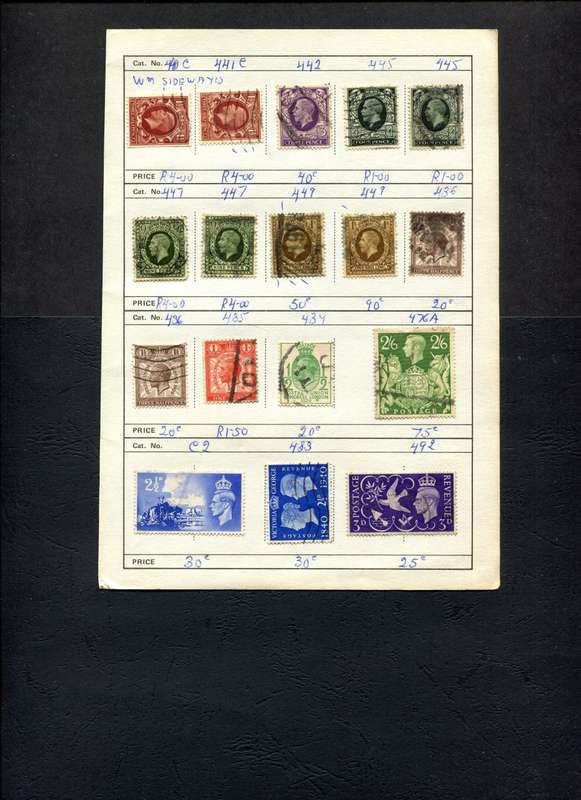 Great Britain - 17 Stamps Mounted (Hinged) On Old Approval Page