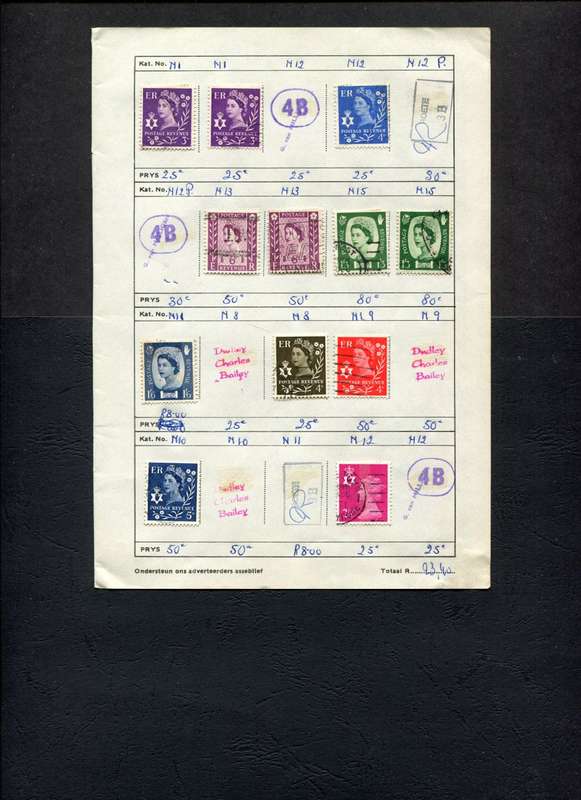 Great Britain - 12 Stamps Mounted (Hinged) On Old Approval Page