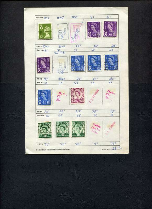 Great Britain - 12 Stamps Mounted (Hinged) On Old Approval Page