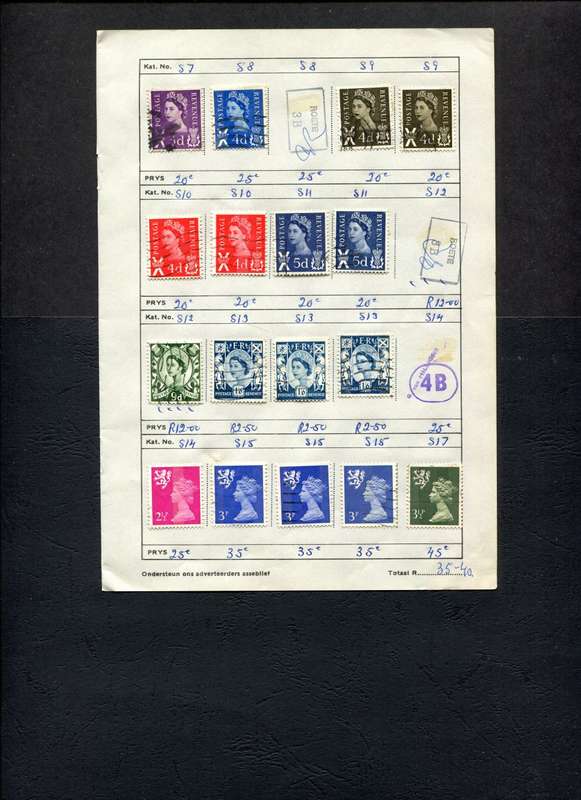 Great Britain - 17 Stamps Mounted (Hinged) On Old Approval Page