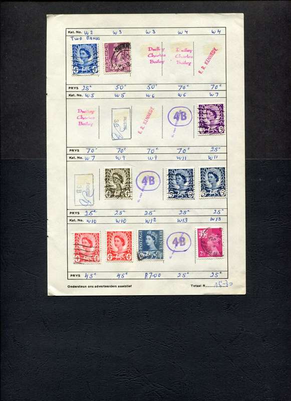 Great Britain - 10 Stamps Mounted (Hinged) On Old Approval Page