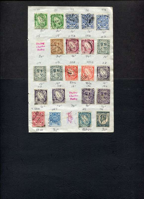 Ireland - 22 Stamps Mounted (Hinged) On Old Approval Page