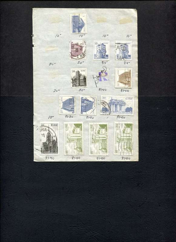 Ireland - 13 Stamps Mounted (Hinged) On Old Approval Page