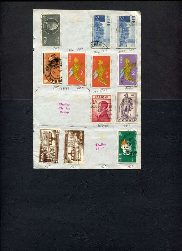Ireland - 12 Stamps Mounted (Hinged) On Old Approval Page