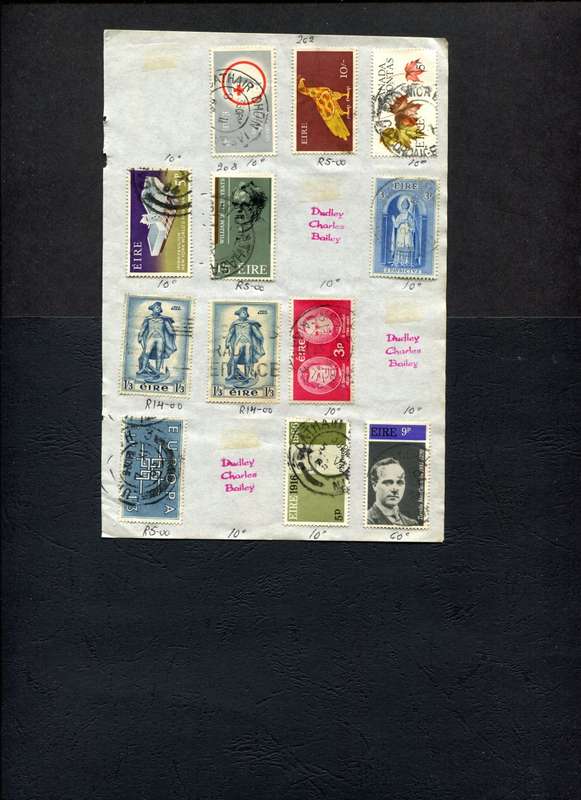 Ireland - 12 Stamps Mounted (Hinged) On Old Approval Page