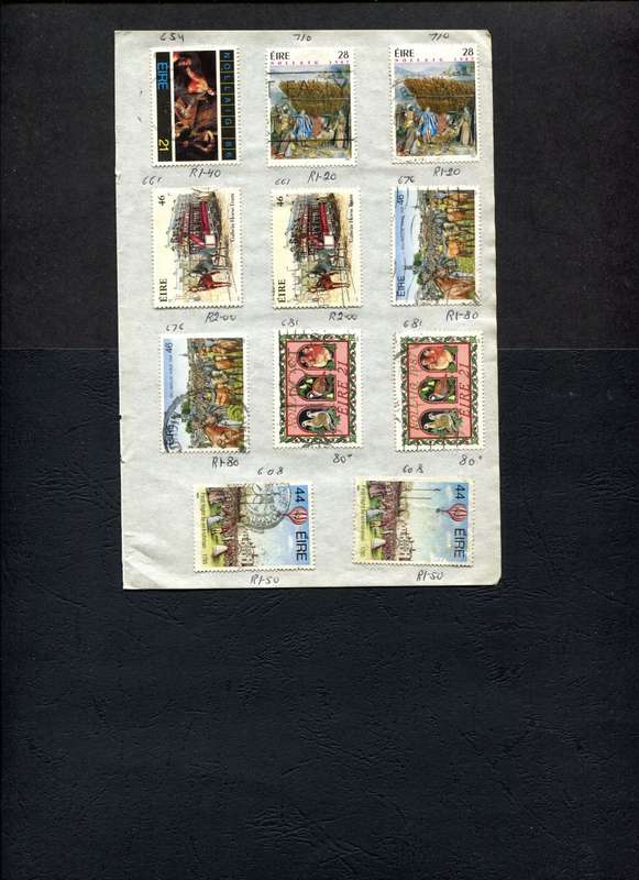 Ireland - 11 Stamps Mounted (Hinged) On Old Approval Page
