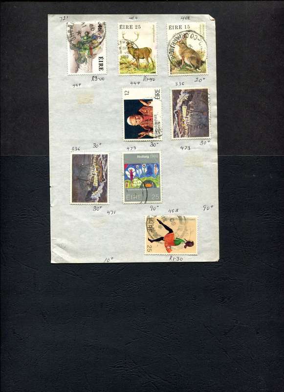 Ireland - 8 Stamps Mounted (Hinged) On Old Approval Page