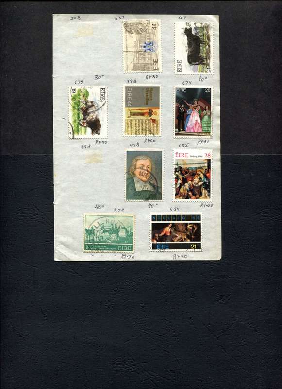 Ireland - 9 Stamps Mounted (Hinged) On Old Approval Page