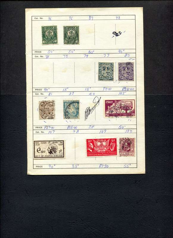 Ireland - 10 Stamps Mounted (Hinged) On Old Approval Page