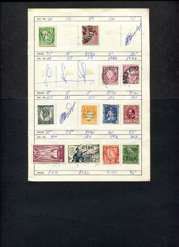 Ireland - 12 Stamps Mounted (Hinged) On Old Approval Page