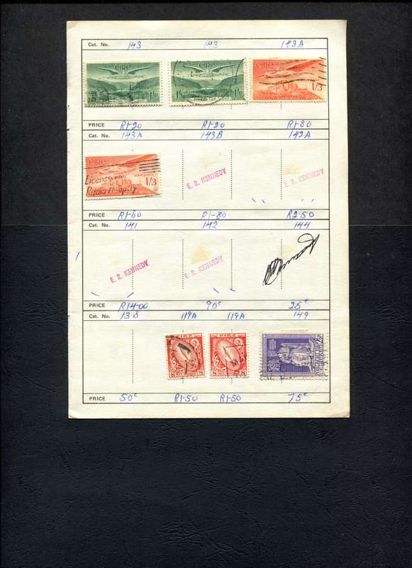 Ireland - 7 Stamps Mounted (Hinged) On Old Approval Page