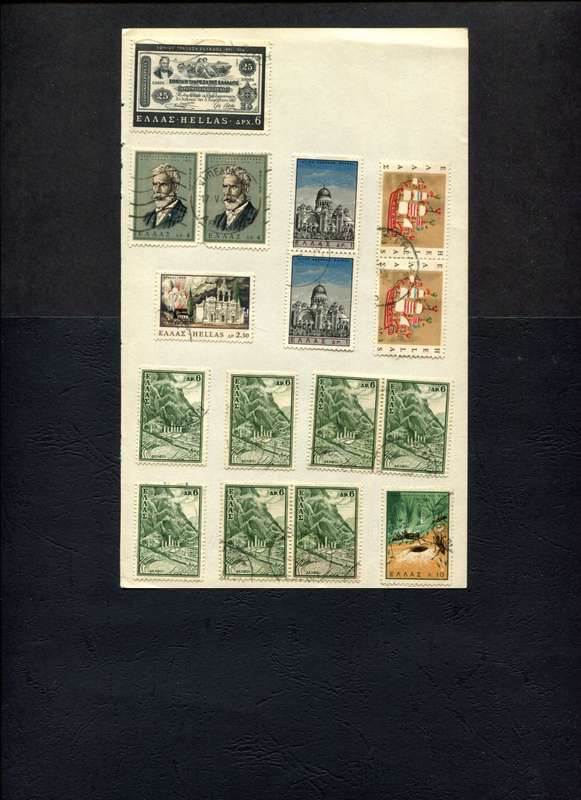 Greece -16 Stamps Mounted (Hinged) On Old Approval Page