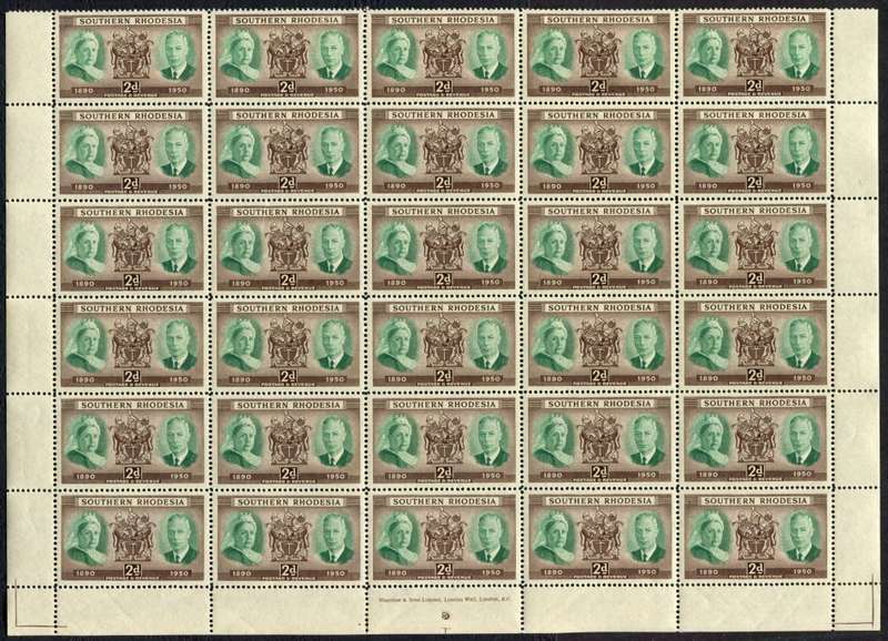 Southern Rhodesia - Part Sheet of 30 - MNH
