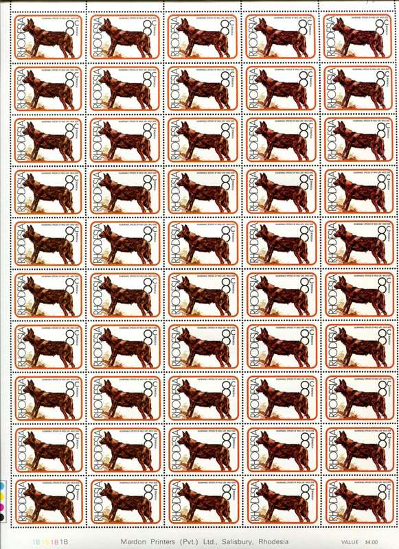 Rhodesia - Animals - Set of 4 Sheets of 50 - MNH - Some Folds and Writing In the Margin