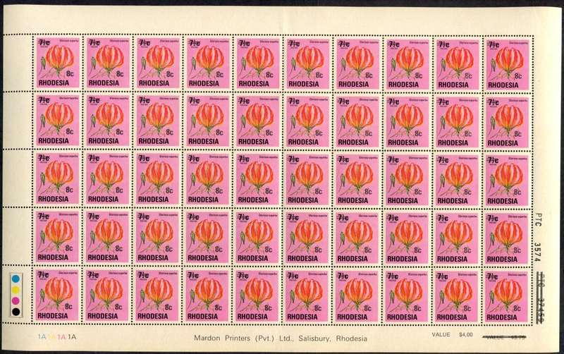 Rhodesia - 3 Sheets of 50 - MNH - Some Folds and Writing In the Margin