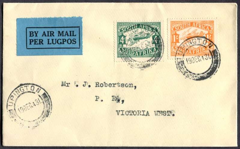 Union of SA - Flight Cover - From Upington to Victoria West