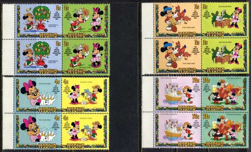 Lesotho - Disney - Set of 4 Blocks of 4 - 1982 - MNH