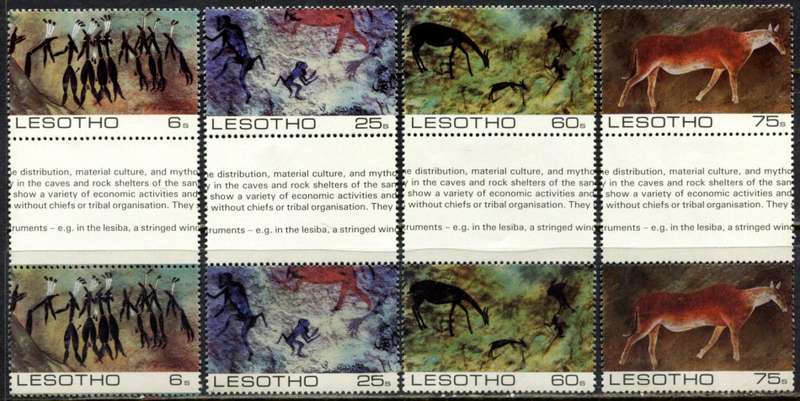 Lesotho - Rock Paintings - Set of 4 Gutter Pairs - 1983 - MNH