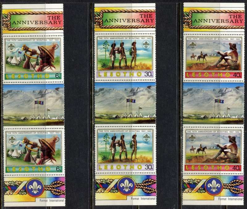 Lesotho - Scouts - Set of 5 Gutter Pairs - 1982 - MNH