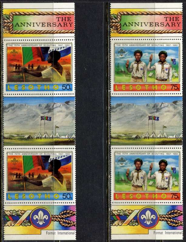 Lesotho - Scouts - Set of 5 Gutter Pairs - 1982 - MNH