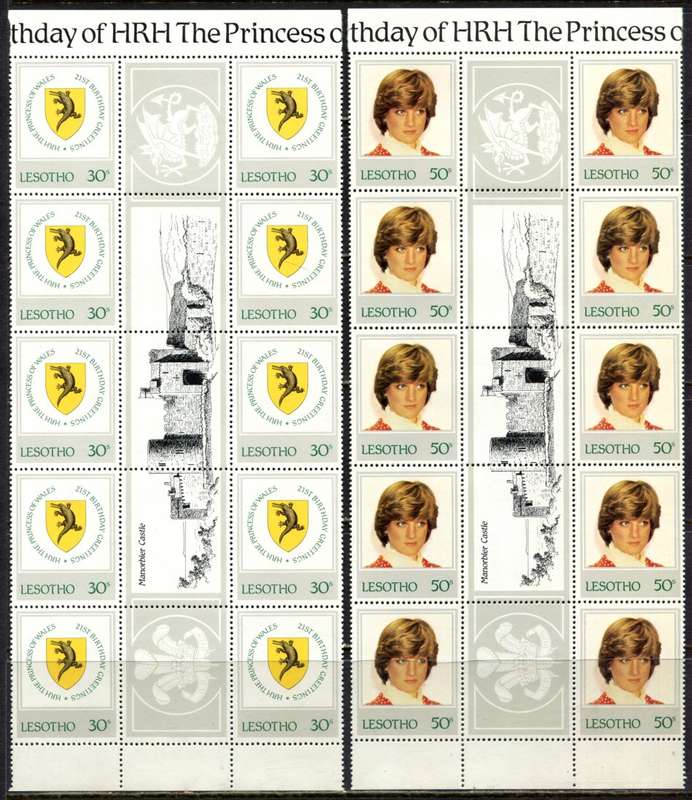 Lesotho - Set of 4 Gutter Blocks of 10 - 1982 - MNH
