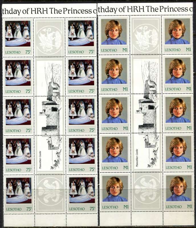 Lesotho - Set of 4 Gutter Blocks of 10 - 1982 - MNH