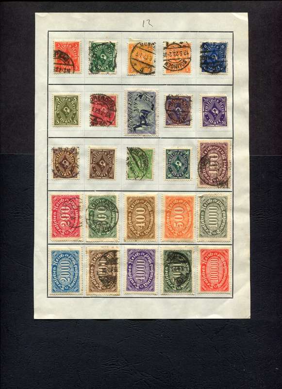 Germany - 25 Stamps Mounted (Hinged) On Old Approval Page