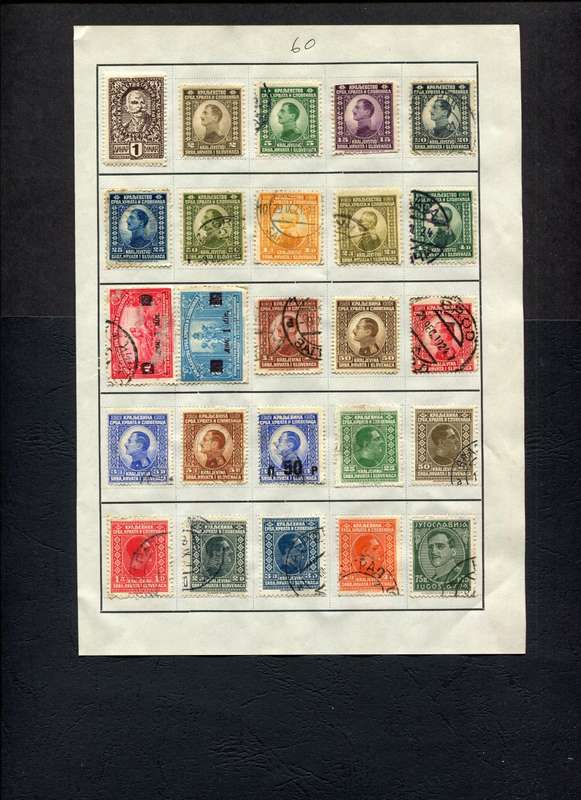 Yugoslavia - 25 Stamps Mounted (Hinged) On Old Approval Page