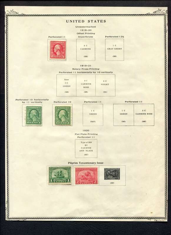 USA - 5 Stamps Mounted (Hinged) On Old Album Page