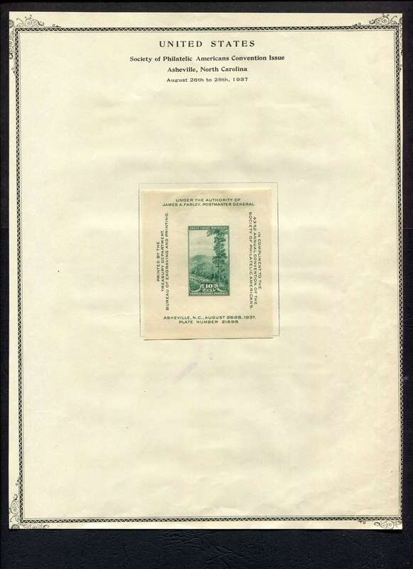 USA - 1 Miniature Sheet Mounted (Hinged) On Old Album Page